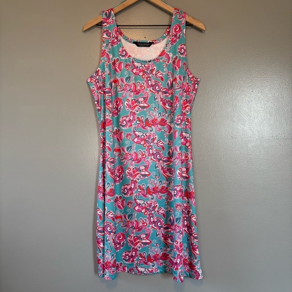 Tango Mango Dresses & Skirts - Tango Mango XL Smooth Stretch Sleeveless Tank Dress Pink Blue Paisley Floral